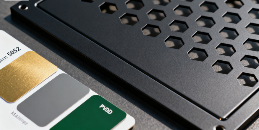 marine grade 5052 aluminum sheet with PVDF coating and laser-cut perforations